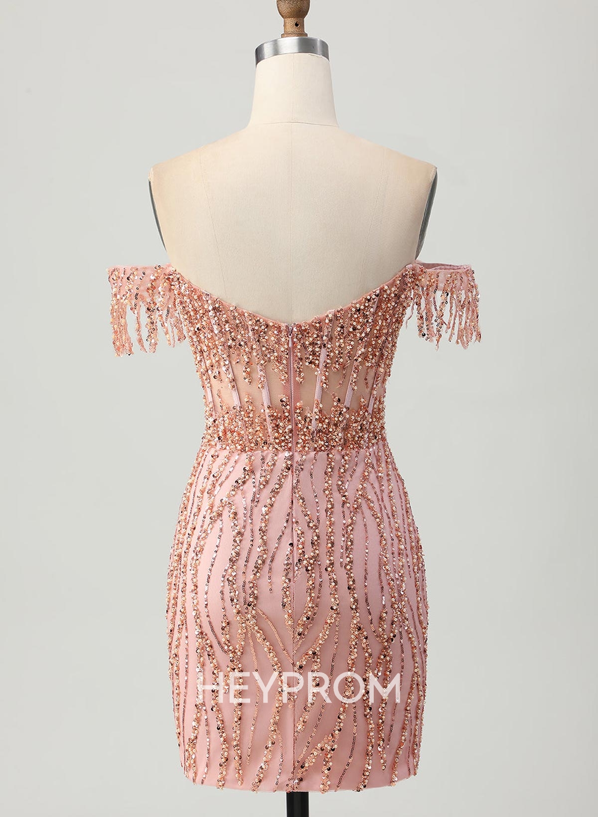 Elegant Sweetheart Off-The-Shoulder Short/Mini Lace/Sequined Homecoming Dresses With Beading