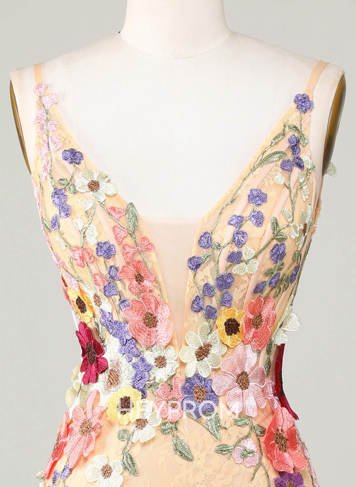 Flower(s) V-Neck Spaghetti Straps Sleeveless Short/Mini Lace/Tulle Homecoming Dresses