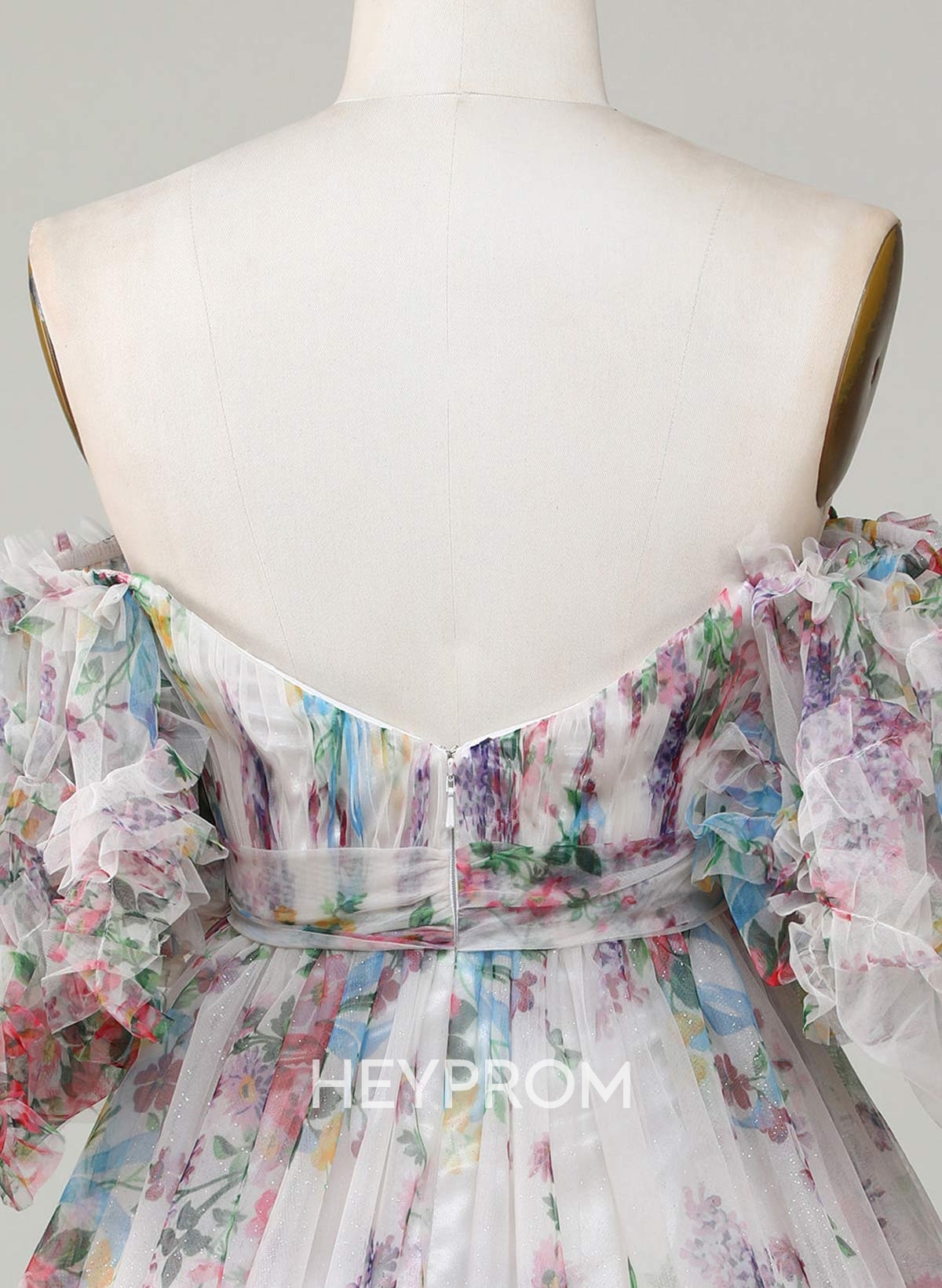 Pleated Bow(s) Sweetheart Off-The-Shoulder Ruffle Short Sleeves A-Line Short/Mini Chiffon Homecoming Dresses