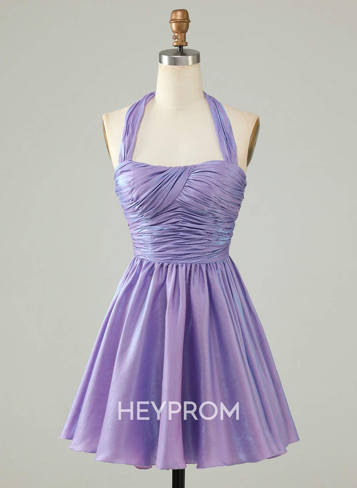 Sparkle & Shine Pleated Halter Sleeveless A-Line Short/Mini Homecoming Dresses