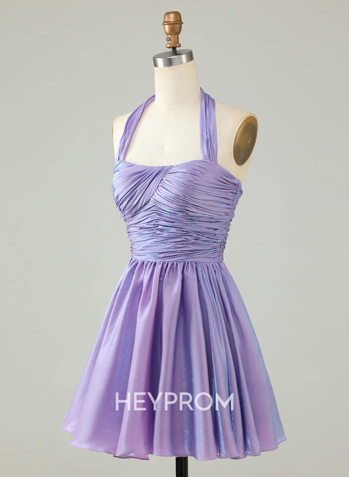 Sparkle & Shine Pleated Halter Sleeveless A-Line Short/Mini Homecoming Dresses