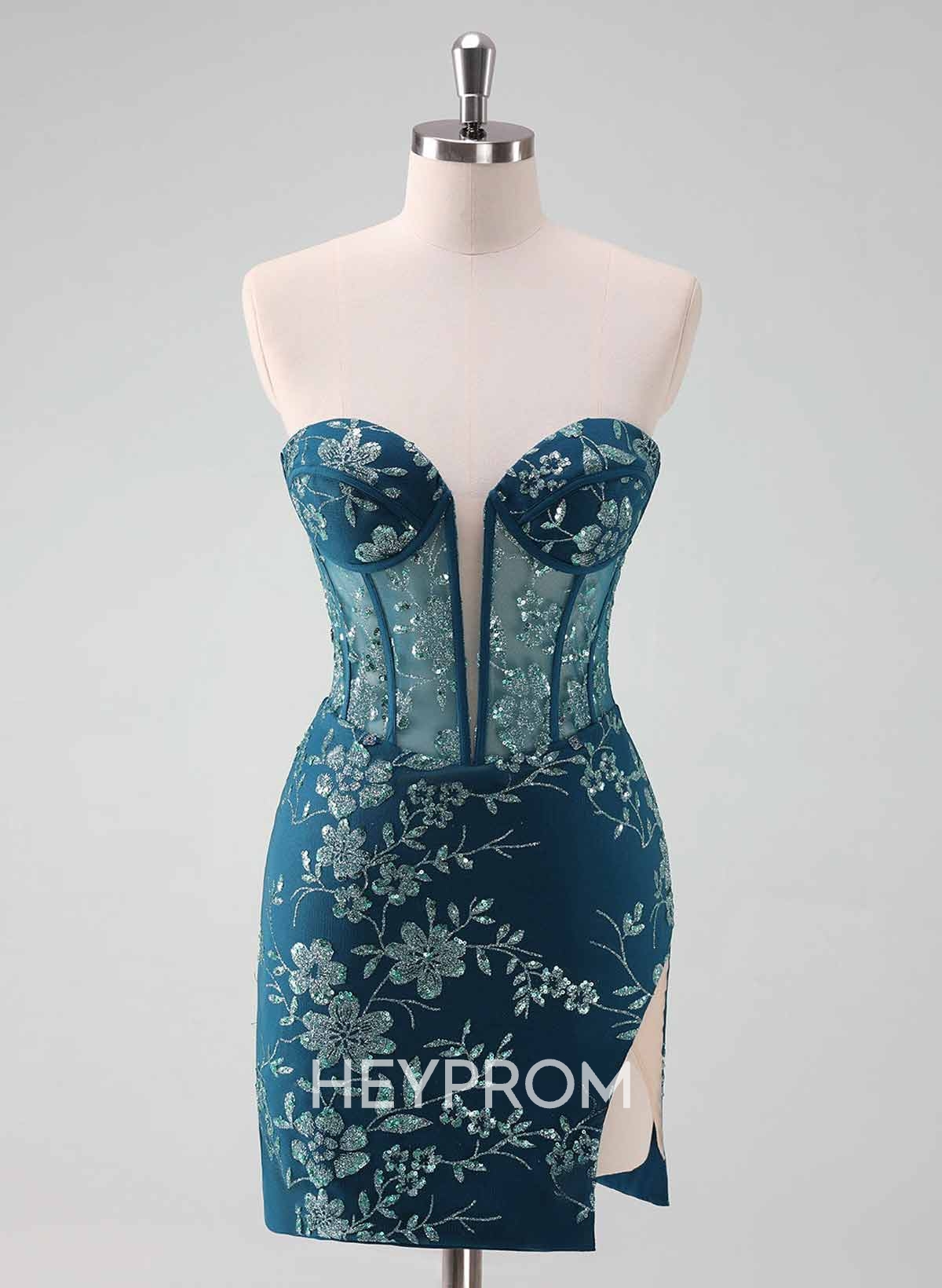Flower(s) Lace Sequined Sweetheart Detachable Tulle Length Homecoming Dresses