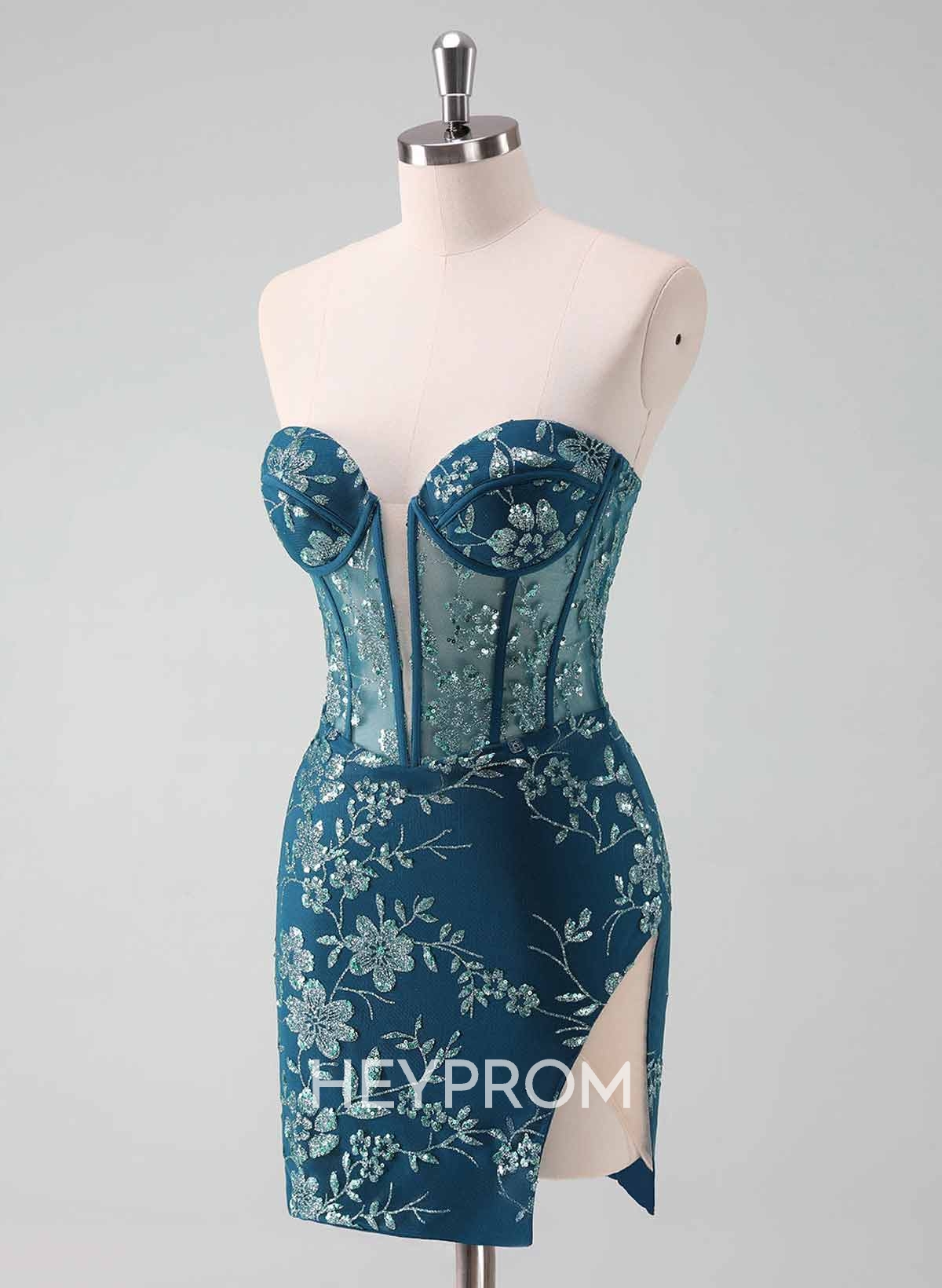 Flower(s) Lace Sequined Sweetheart Detachable Tulle Length Homecoming Dresses