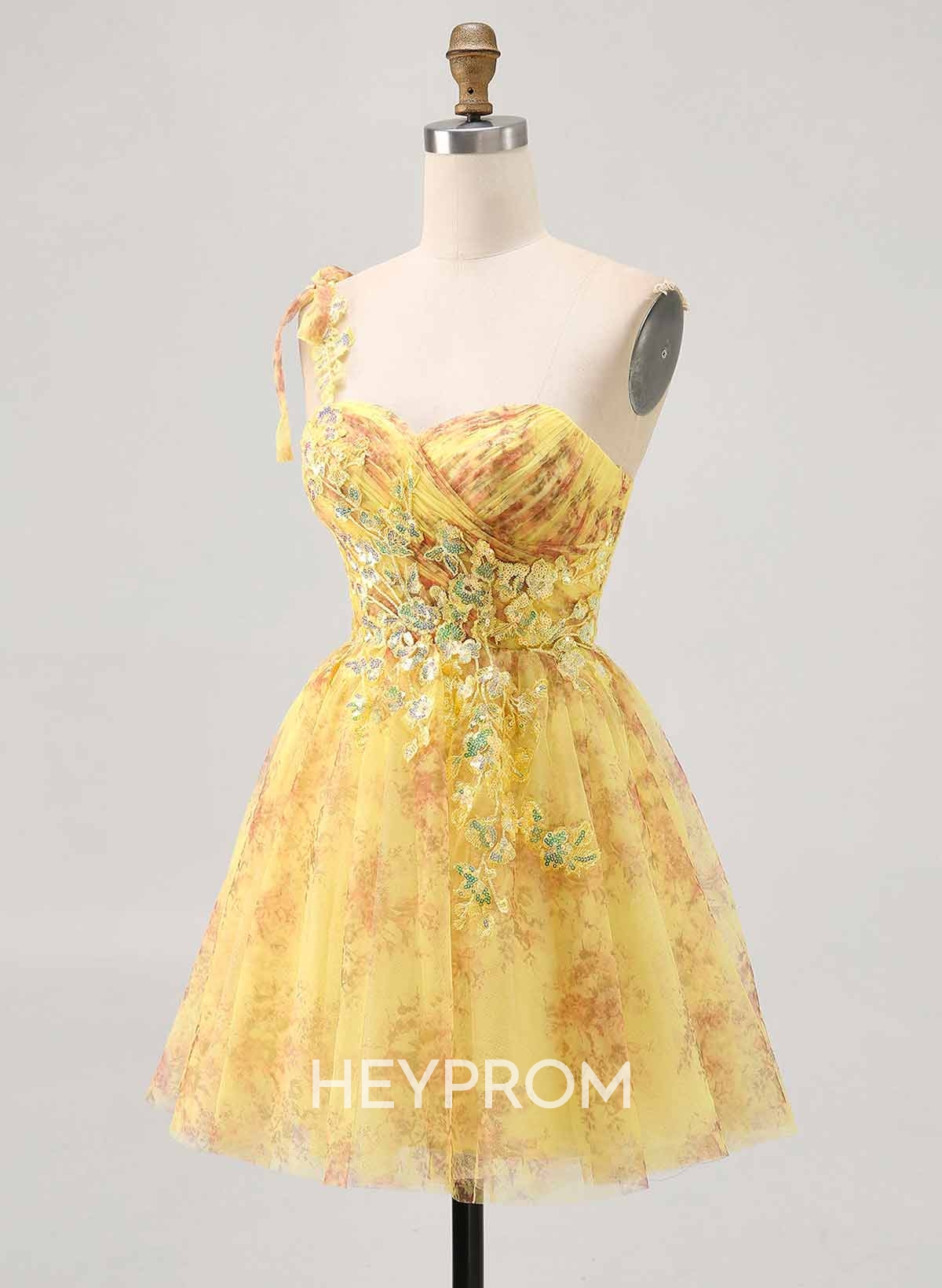 Sweetheart Flower(s) One-Shoulder A-Line Short/Mini Lace/Chiffon/Sequined Homecoming Dresses