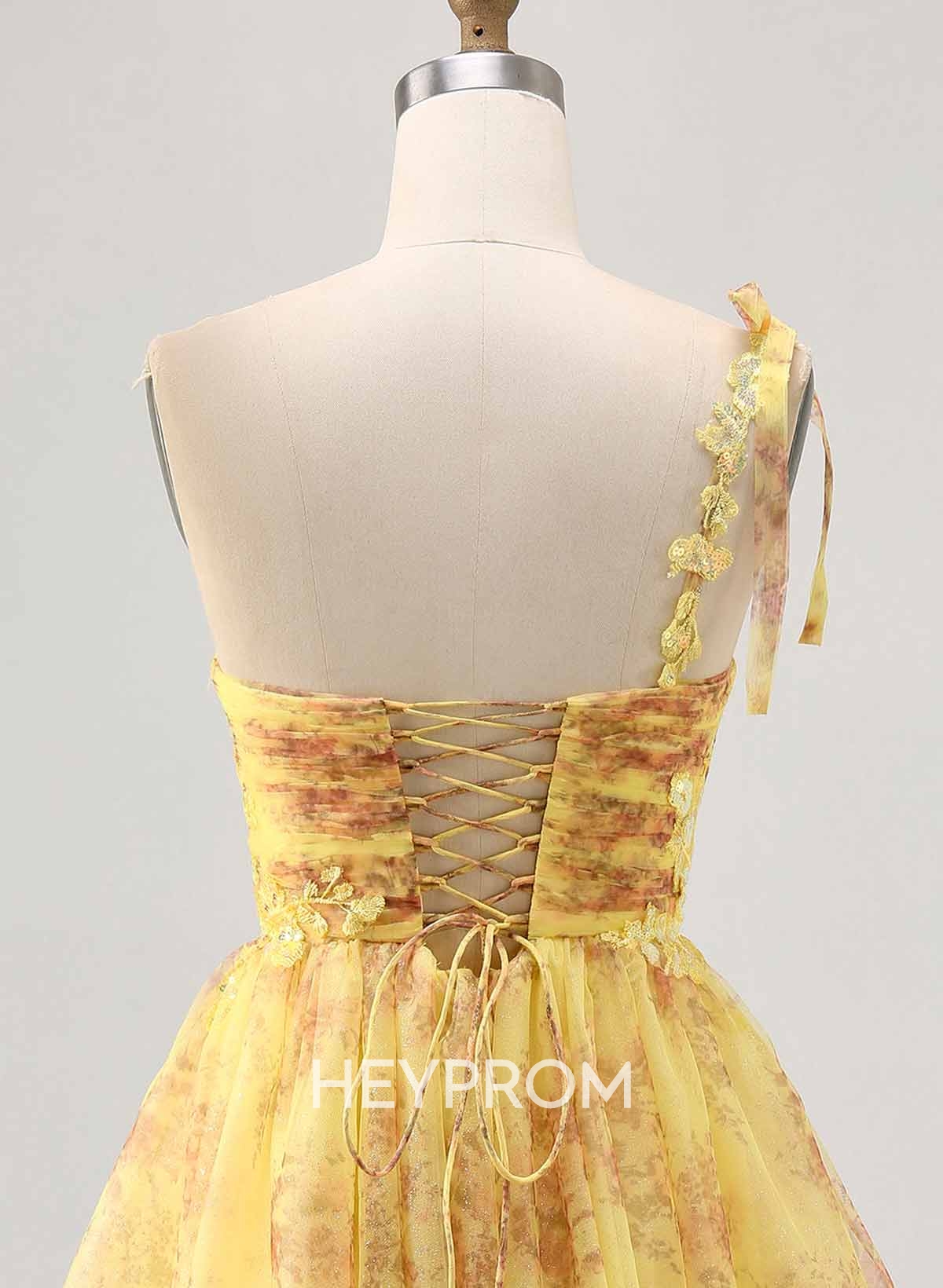 Sweetheart Flower(s) One-Shoulder A-Line Short/Mini Lace/Chiffon/Sequined Homecoming Dresses