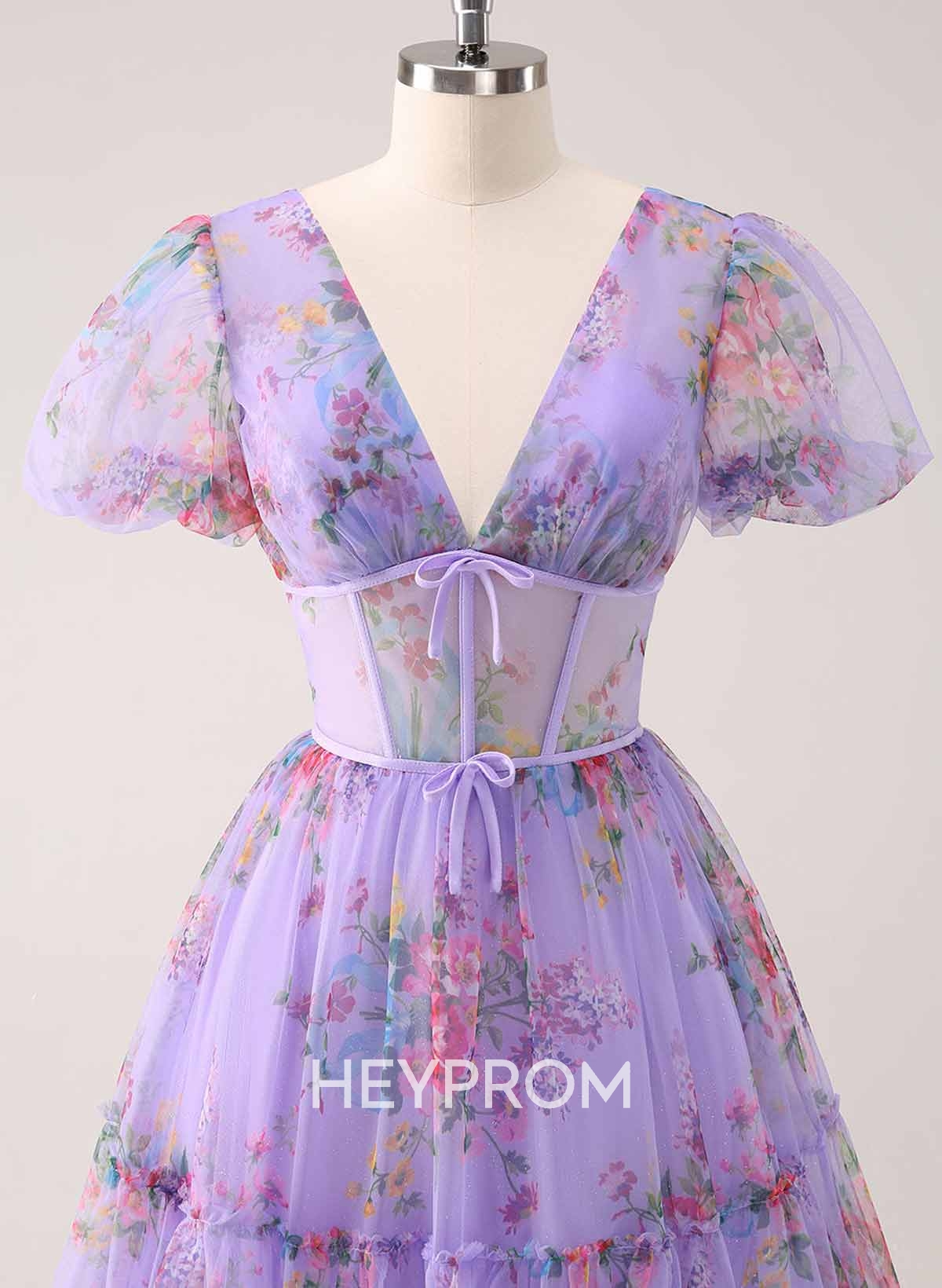 Elegant V-Neck Short Sleeves A-Line Short/Mini Chiffon Homecoming Dresses With Bow(s)