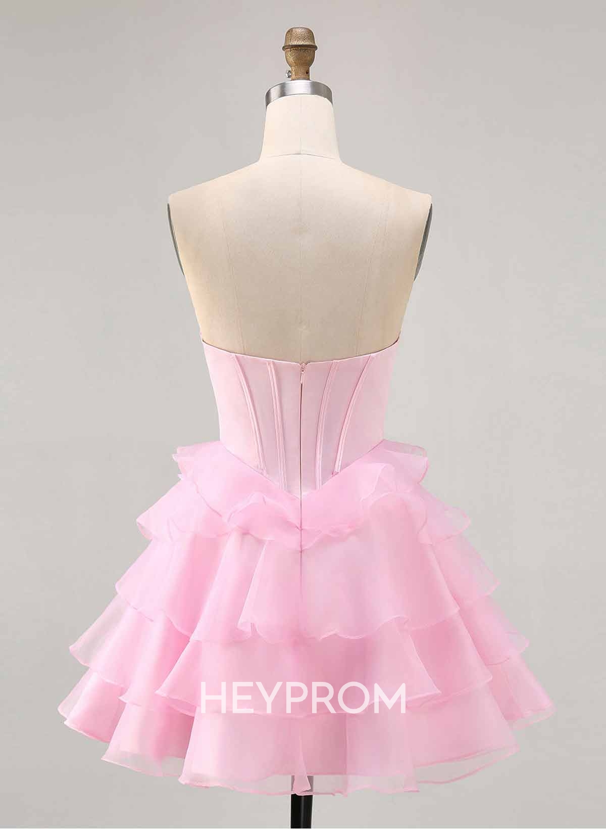 Rhinestone Beading Sweetheart Tiered A-Line Short/Mini Satin/Chiffon Homecoming Dresses