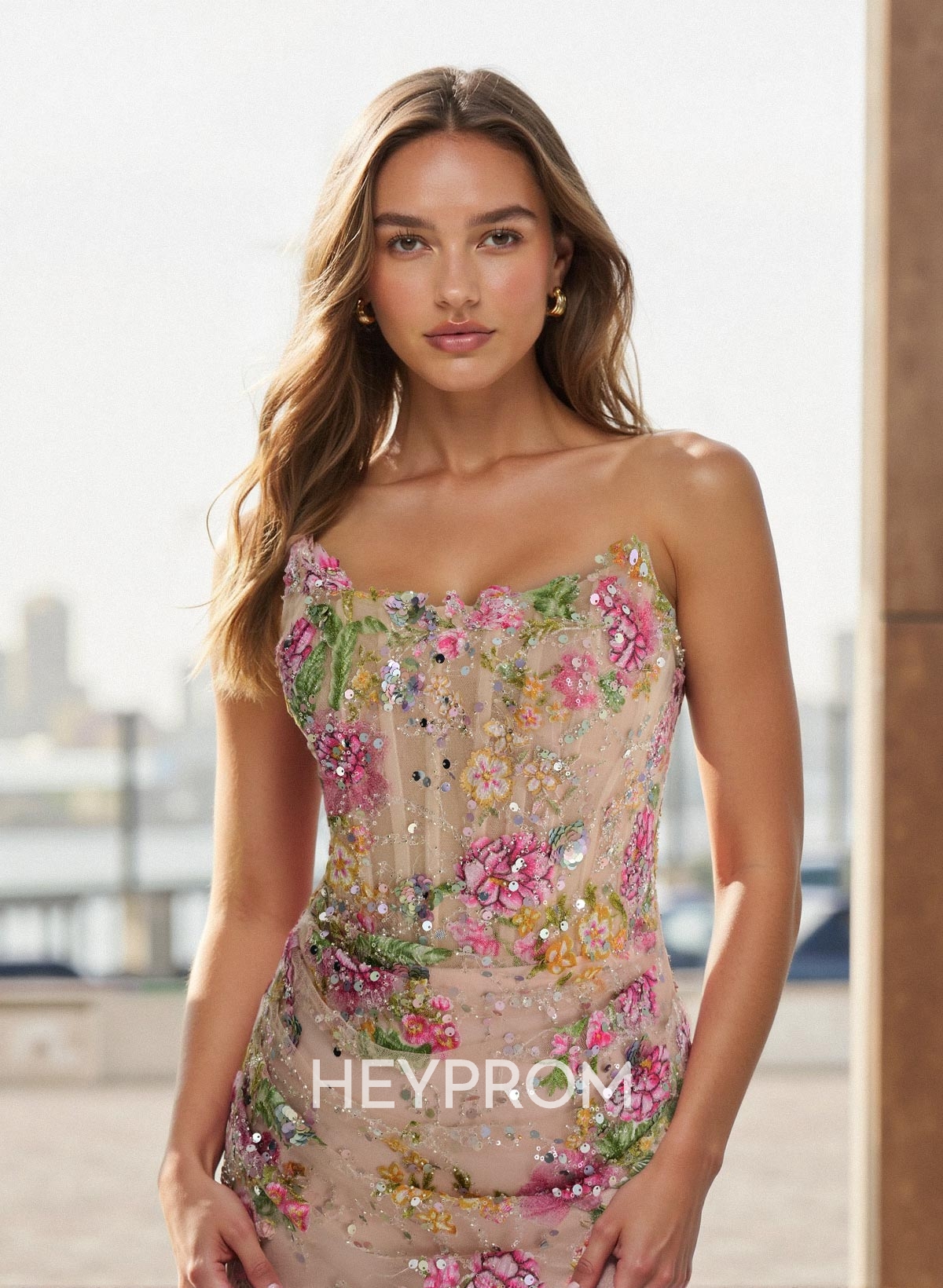 Sparkle & Shine Cowl Neck Sleeveless Sweep Train Lace/Tulle/Sequined Prom Dresses