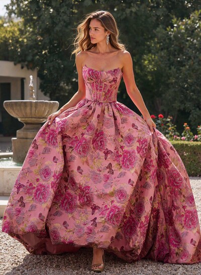Sweet & Flow Cowl Neck Sleeveless A-Line Sweep Train Prom Dresses With Flower(s)