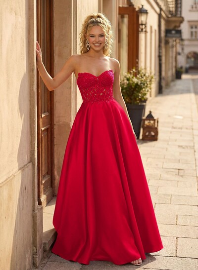 Trumpet/Mermaid Off-The-Shoulder 1/2 Sleeves Sweep Train Matte Satin Prom Dresses