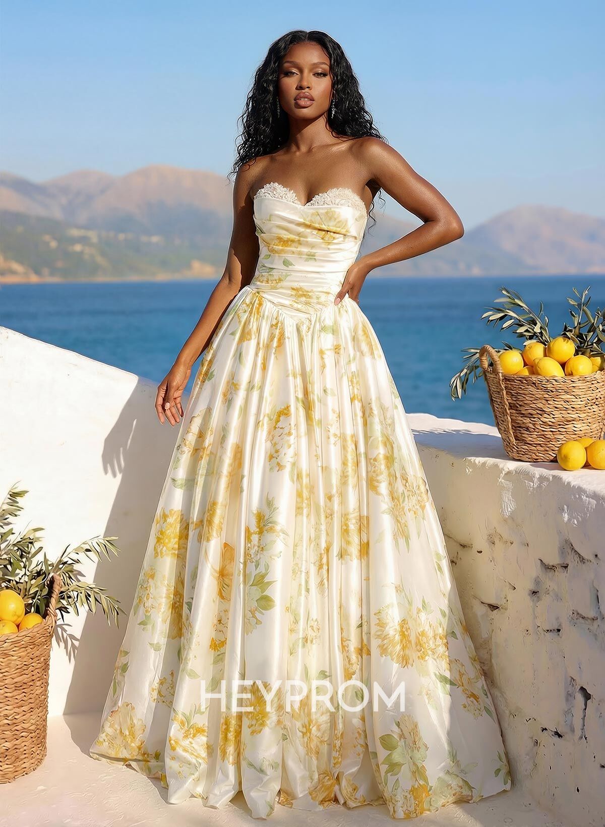 A-Line Sweetheart Sleeveless Floor-Length Satin Prom Dresses With Lace/Flower(s)