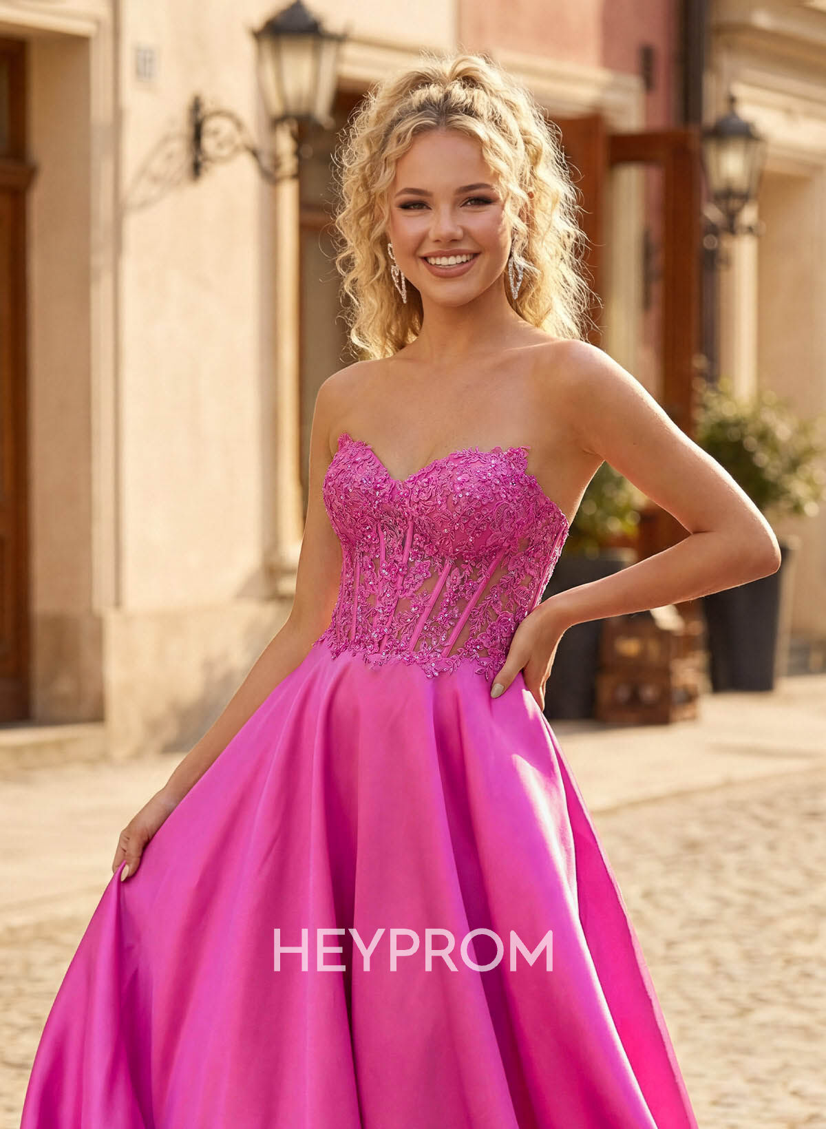 A-Line Sweetheart Sleeveless Sweep Train Tulle/Twill Satin Prom Dresses