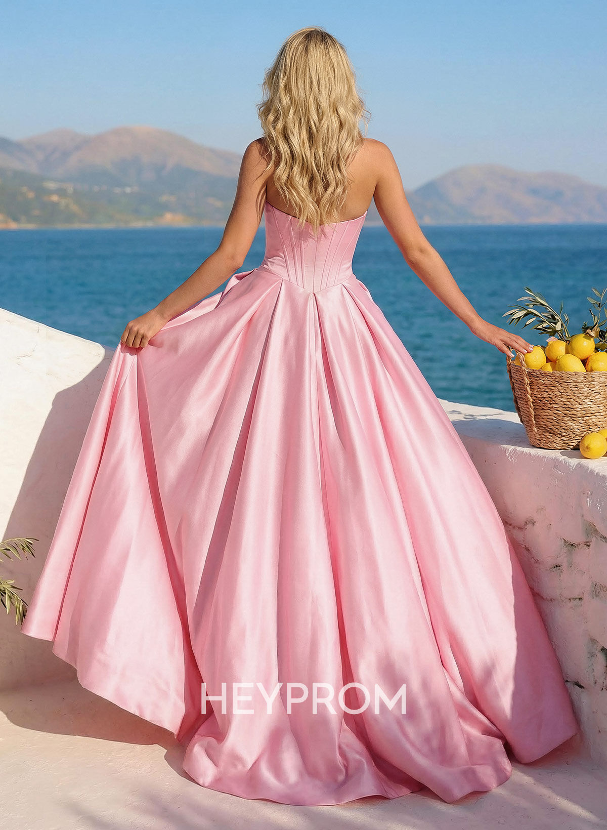 A-Line Strapless Sleeveless Sweep Train Twill Satin Prom Dresses With Bow(s)